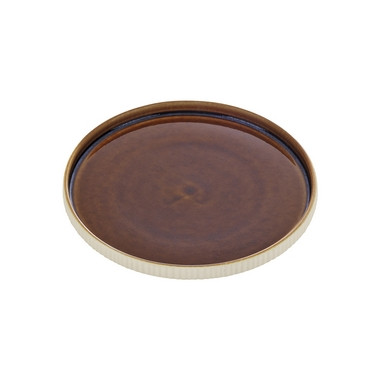 NARA PLATE FLAT ROUND RELIEF BROWN 27CM
