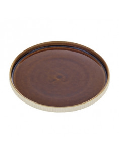 NARA PLATE FLAT ROUND RELIEF BROWN 21CM